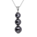 Black Moissanite Beaded Pendant Necklace 20-22 Inches in Rhodium Over Sterling Silver 18.70 ctw - Sticky add to cart bar