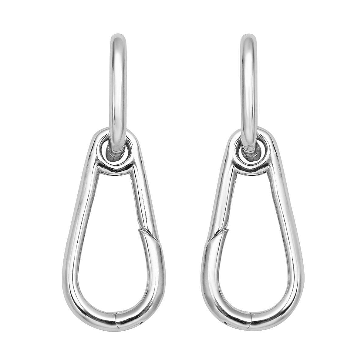 Rhodium Over Sterling Silver Horse Bit Design Enhancer Earrings 5.40 Grams