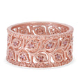 Uncut Natural Pink Diamond Leafs Band Ring in Vermeil Rose Gold Over Sterling Silver 0.25 ctw - Sticky add to cart bar