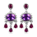 Moroccan Amethyst and Multi Gemstone Chandelier Earrings in Platinum Over Sterling Silver 4.35 ctw - Sticky add to cart bar