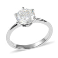 120 Facets Moissanite VS EF Solitaire Ring in Sterling Silver (Size 10.0) 2.00 ctw - Sticky add to cart bar