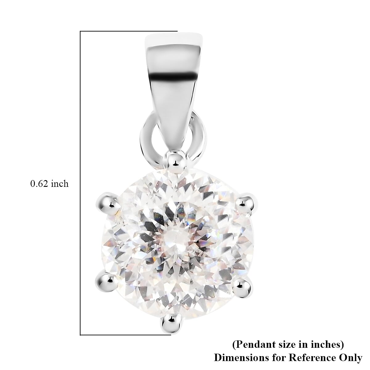 120 Facets Moissanite Solitaire Pendant in Sterling Silver 2.00 ctw