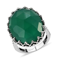 Verde Onyx Rose Cut Fancy Ring in Sterling Silver (Size 6.0) 7.30 ctw