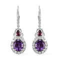 Premium Moroccan Amethyst and Multi Gemstone Lever Back Earrings in Platinum Over Sterling Silver 6.00 ctw - Sticky add to cart bar