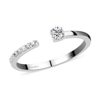 LUXORO 10K White Gold Moissanite VS-EF Open Ring (Size 6.0) 0.20 ctw