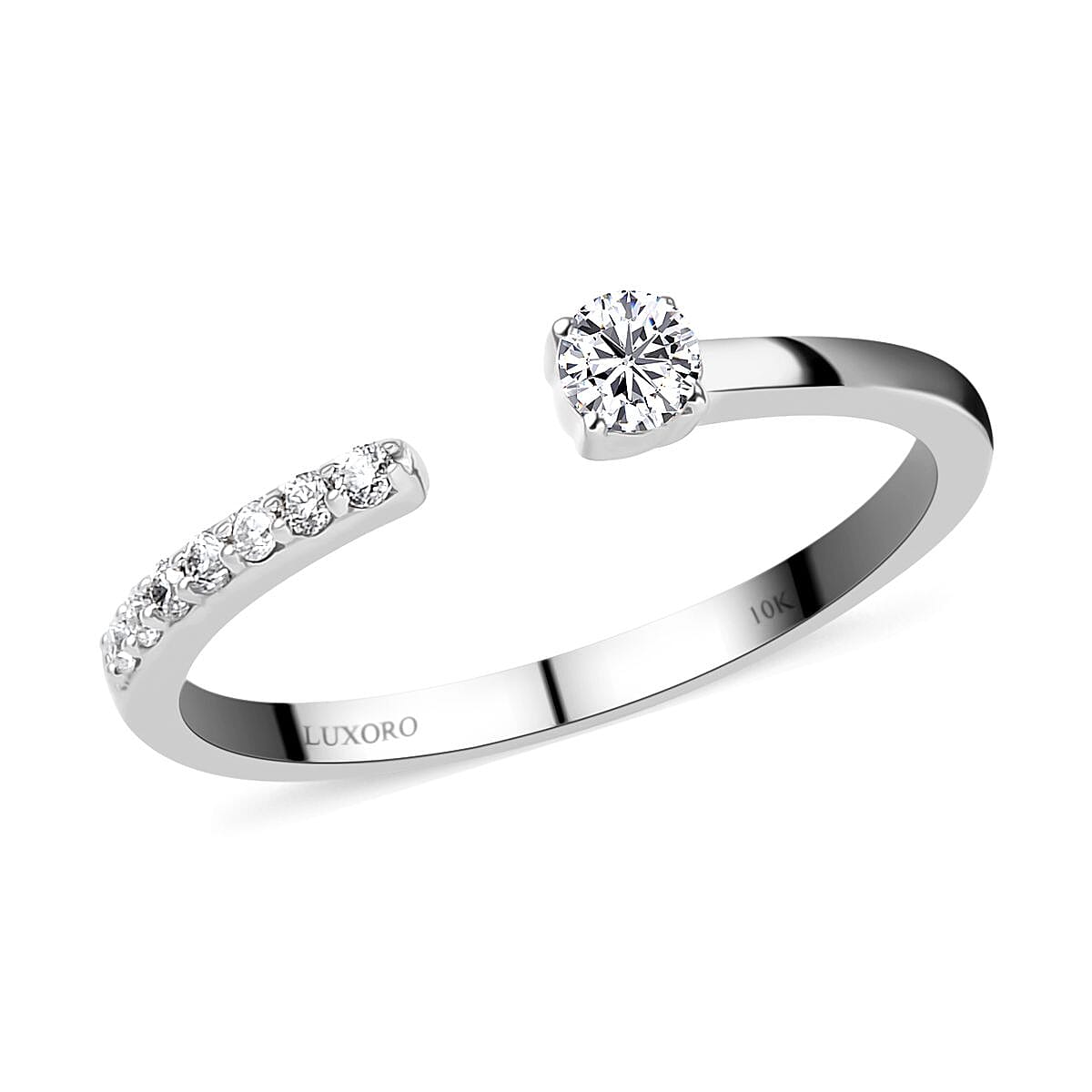 LUXORO 10K White Gold Moissanite VS-EF Open Ring (Size 6.0) 0.20 ctw (1)