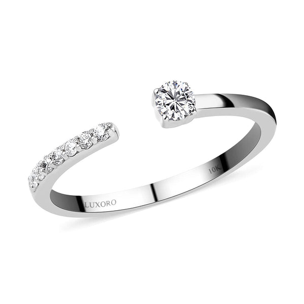LUXORO 10K White Gold Moissanite VS-EF Open Ring (Size 6.0) 0.20 ctw - Product card gallery slide 1 (10178578055481)