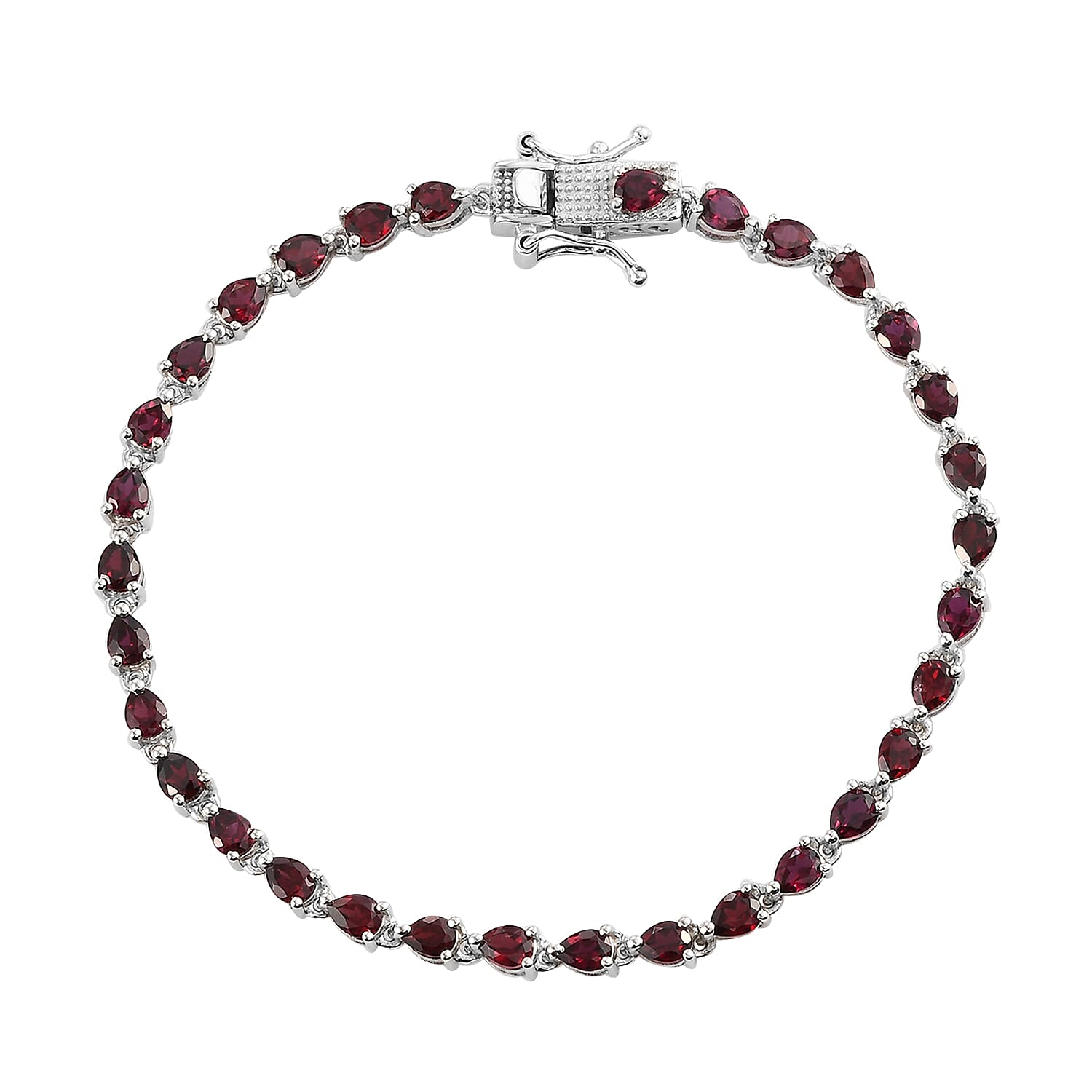 AMERICAN Arizona Anthill Garnet Linking Bracelet in Platinum Over Sterling Silver (8.00 In) 8.35 Grams 7.00 ctw