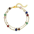 Multi Gemstone Beaded Anklet in Goldtone (8-11 Inch) 17.50 ctw - Sticky add to cart bar