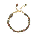 Unakite 6-10mm Beaded Anklet in Goldtone (8-9.5In) 56.50 ctw - Sticky add to cart bar