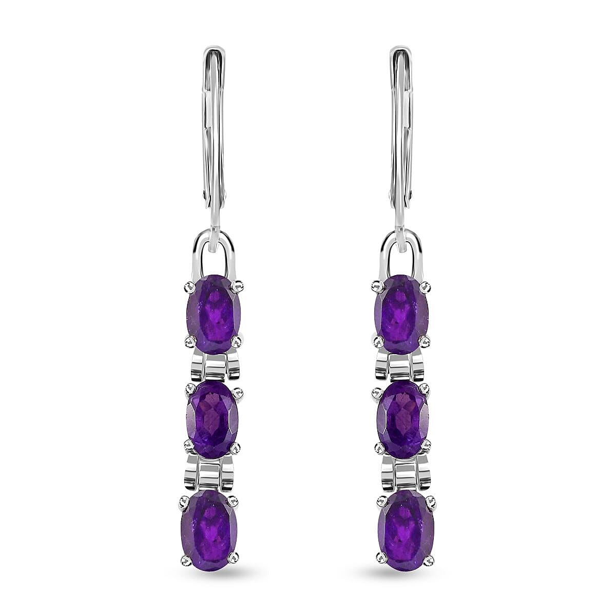 TLV Multi Gemstone Lever Back Earrings in Stainless Steel 2.90 ctw