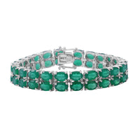 Verde Onyx Double Row Tennis Bracelet in Platinum Over Sterling Silver (8.00 In) 21.40 Grams 37.75 ctw