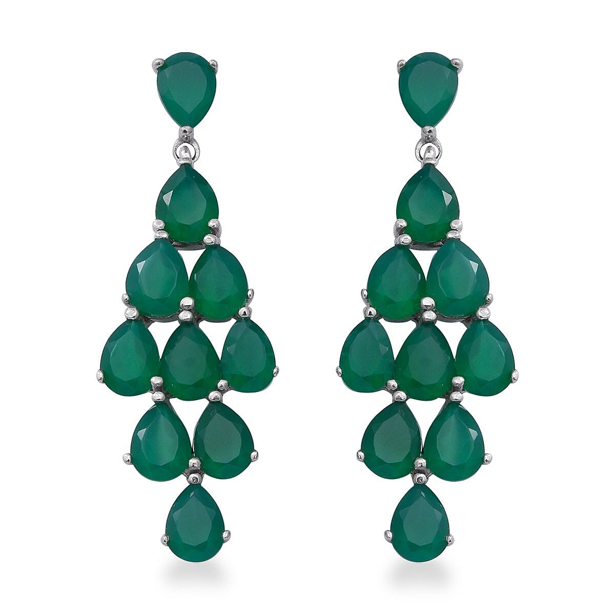 Verde Onyx Dangling Earrings in Platinum Over Sterling Silver 12.00 ctw
