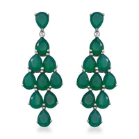 Verde Onyx Dangling Earrings in Platinum Over Sterling Silver 12.00 ctw