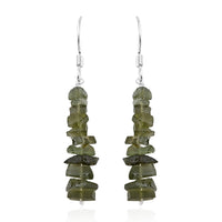 Artisan Crafted Rough Cut Bohemian Moldavite Fancy Earrings in Sterling Silver 10.30 ctw