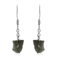 Artisan Crafted Rough Cut Bohemian Moldavite Fancy Earrings in Sterling Silver 4.85 ctw - Sticky add to cart bar