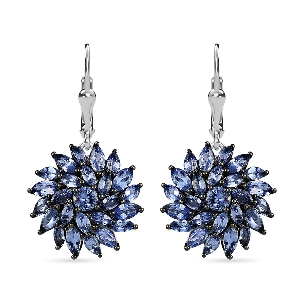 Tanzanite Floral Spray Earrings in Platinum Over Sterling Silver 5.40 ctw