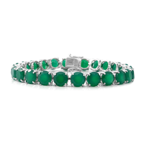 Verde Onyx Tennis Bracelet in Platinum Over Sterling Silver (6.50 In) (13.75 g) 32.30 ctw - Product card gallery slide 1 (10178579136825)
