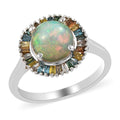 One Time Only Ethiopian Welo Opal, Multi Diamond (Natural & IR) (0.40 cts) Halo Ring in Platinum Over Sterling Silver (Size 10.0) 1.65 ctw - Sticky add to cart bar