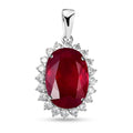 Luxoro 10K White Gold AAA Niassa Ruby (FF) and Moissanite Sunburst Pendant 9.90 ctw - Sticky add to cart bar