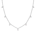 Moissanite Beaded Station Necklace 20-22 Inches in Rhodium Over Sterling Silver 7.40 ctw - Sticky add to cart bar