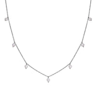 Moissanite Beaded Station Necklace 20-22 Inches in Rhodium Over Sterling Silver 7.40 ctw