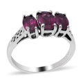 Orissa Rhodolite Garnet 3 Stone Ring in Platinum Over Sterling Silver 2.00 ctw - Sticky add to cart bar