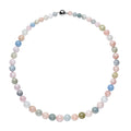 Pink Morganite, Aquamarine, Heliodor Beaded Necklace 20 Inches in Rhodium Over Sterling Silver 365.00 ctw - Sticky add to cart bar