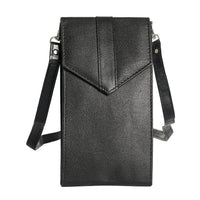 Black RFID Protected Genuine Leather Mobilephone Crossbosy Wallet