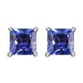 Rhapsody AAAA Vivid Tanzanite 2.60 ctw Princess Cut Solitaire Stud Earrings, 950 Platinum Stud Earrings, Tanzanite Earrings, Gift For Her - Sticky add to cart bar
