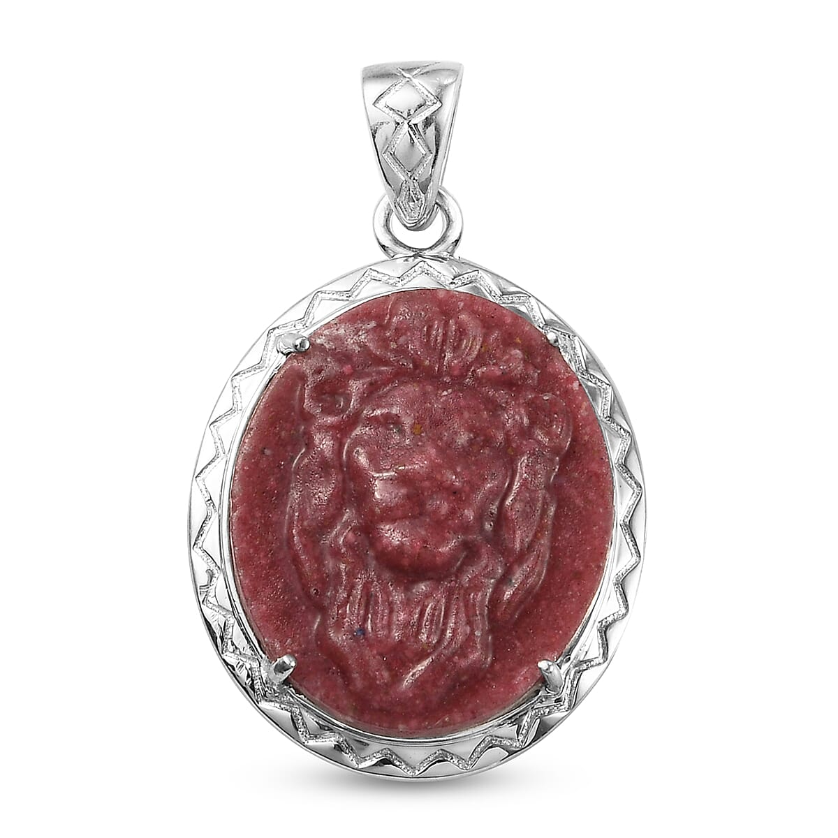 KARIS Freshened Thulite Solitaire Pendant in Platinum Bond 11.70 ctw