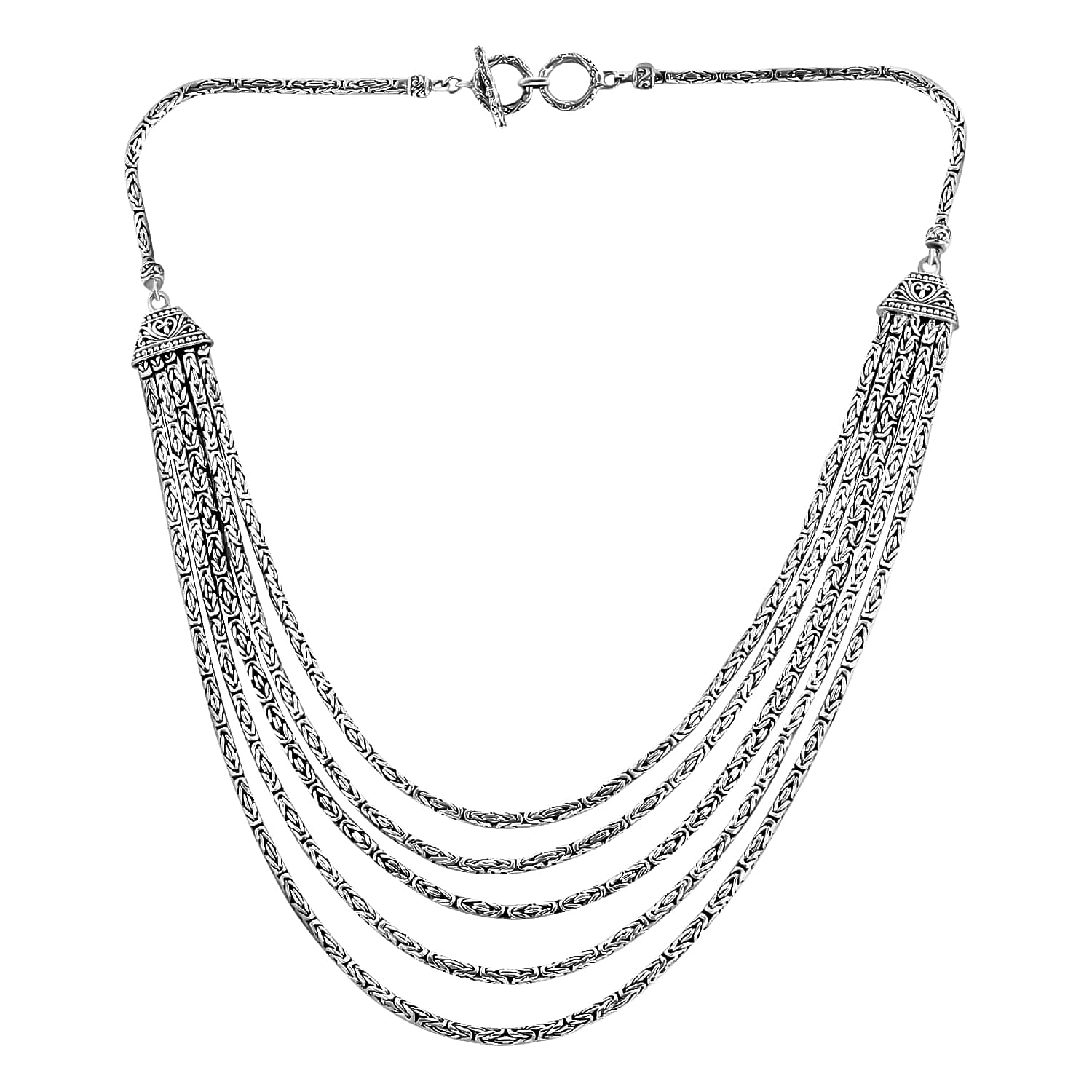 BALI LEGACY Sterling Silver Multi Strand Borobudur Necklace 20 Inches 84 Grams