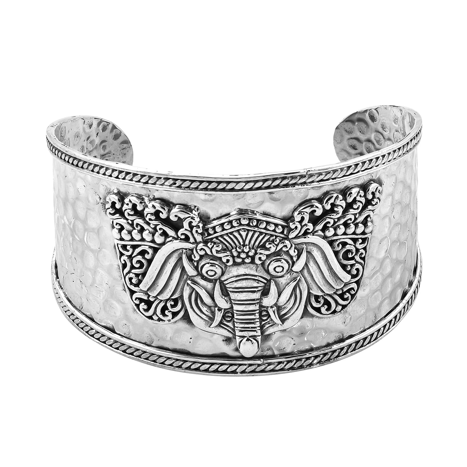 BALI LEGACY Sterling Silver Elephant Cuff Bracelet (7.50 In) 45 Grams