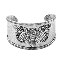 BALI LEGACY Sterling Silver Elephant Cuff Bracelet (7.50 In) 45 Grams