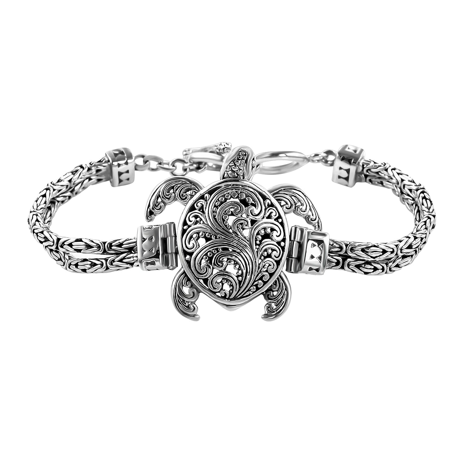 Bali Legacy Sterling Silver Double Layer Turtle Charm Bracelet (7.50 In) 24.35 Grams (1)