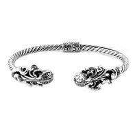 BALI LEGACY Natural Thai Black Spinel Cuff Bracelet in Sterling Silver (7.50 In) 22.10 Grams 0.90 ctw