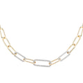 MX Signature Collection Micro Pave Simulated Diamond Paper Clip Link Necklace 18 Inches in Silvertone and Goldtone 0.30 ctw - Sticky add to cart bar