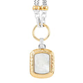 MX Signature Collection White Mother of Pearl Reversible Floral Pendant with 2 Row Cable Chain Necklace 17 Inches in Silvertone and Goldtone - Sticky add to cart bar