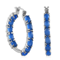 Green Onyx Hoop Earrings in Stainless Steel 12.25 ctw