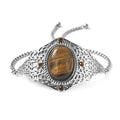 DOORBUSTER South African Yellow Tiger's Eye and Brown Austrian Crystal Bolo Bracelet in Stainless Steel 23.30 - Sticky add to cart bar
