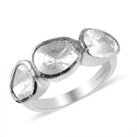 Polki Diamond Ring in Platinum Over Sterling Silver 1.25 ctw