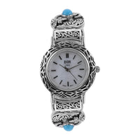BALI LEGACY EON 1962 AMERICAN Natural Sleeping Beauty Turquoise Swiss Movement Bracelet Watch in Sterling Silver (7.50 In) 34.50 Grams 3.90 ctw