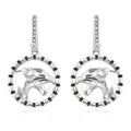 White Shell Pearl and Austrian Crystal Enameled Leopard Earrings in Stainless Steel - Sticky add to cart bar