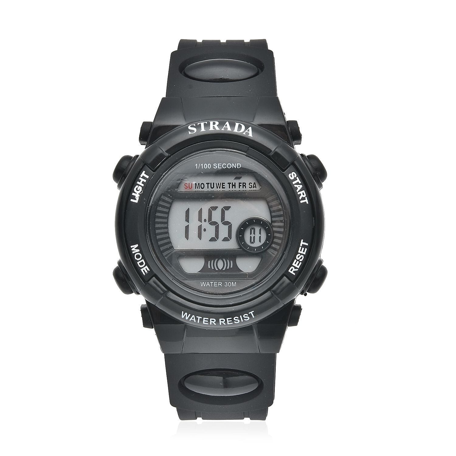 STRADA Electronic Movement Multi Functional Watch with Black Silicone Strap (41.40 mm) (5.0-8.0 Inches)