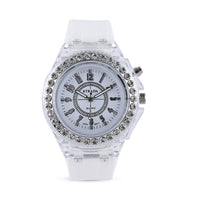 STRADA Austrian Crystal Japanese Movement Watch with White Silicone Strap (25.40 mm) (6.0-7.75 Inches)