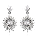 Simulated Diamond Floral Earrings in Stainless Steel 5.60 ctw - Sticky add to cart bar