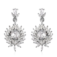 Simulated Diamond Floral Earrings in Stainless Steel 5.60 ctw