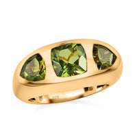 Hebei Peridot 3.20 ctw Ring in 14K Yellow Gold Over Sterling Silver (Size 5.5)