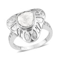 Polki Diamond Solitaire Ring in Platinum Over Sterling Silver 0.33 ctw - Sticky add to cart bar