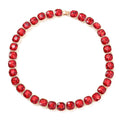 Simulated Red Sapphire Tennis Necklace 20 Inches in Goldtone - Sticky add to cart bar